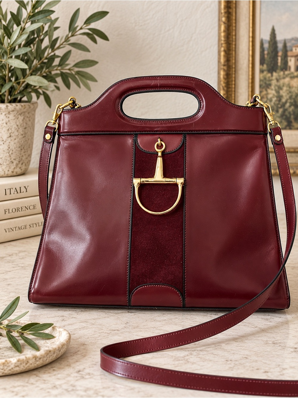 Vintage F.lli Tucci Fratelli Tucci Florence Italy Leather Burgundy Equestrian